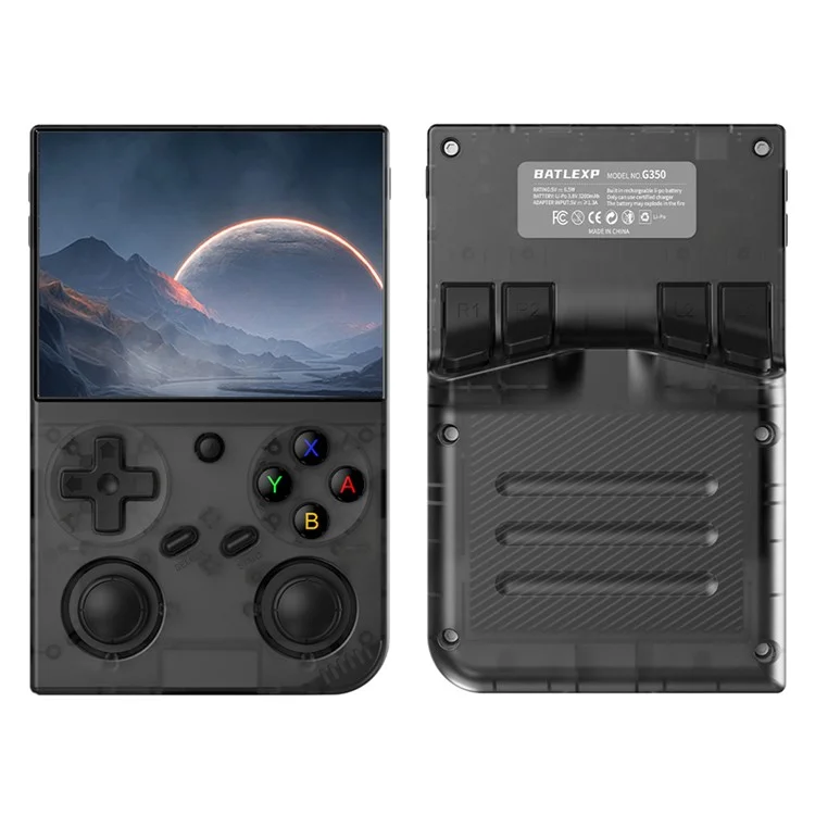 ANBERNIC G350 128GB Tragbare Spielkonsole WLAN Multiplayer-Spielgerät mit Unterstützung für kabelgebundenen Controller - Transparent Schwarz