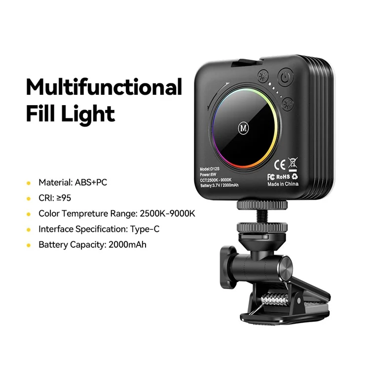 ESSAGER Fill Light 2000mAh Multifunctional RGB LED Panel 2500K - 9000K for Photography / Video / Streaming