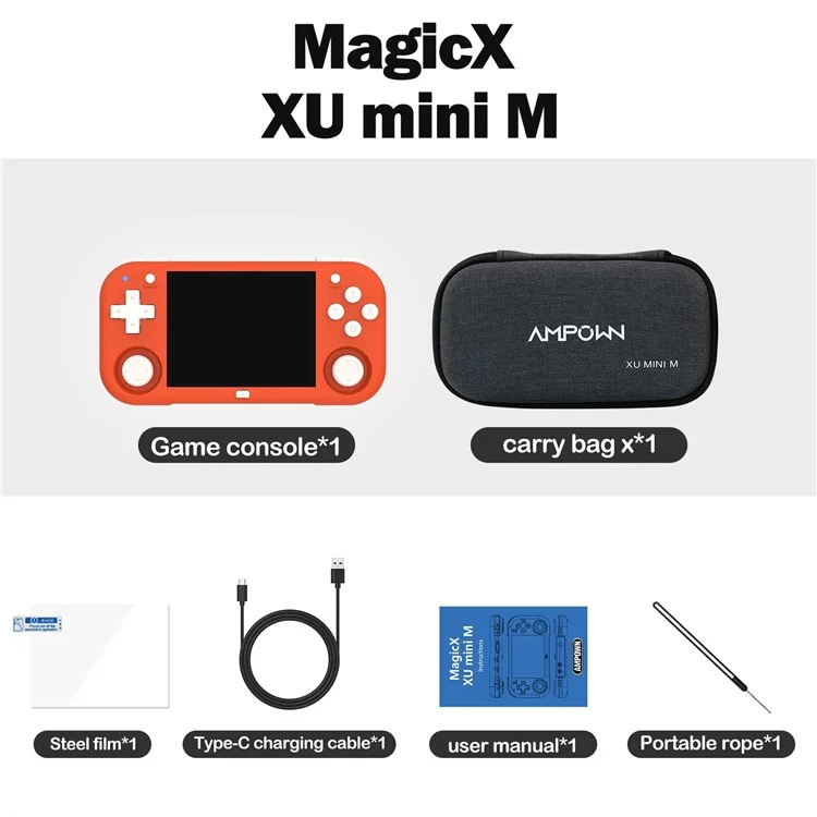 AMPOWN Magicx XU Mini M 128 Go Console de jeu portable à code source ouvert Haute Définition - Orange