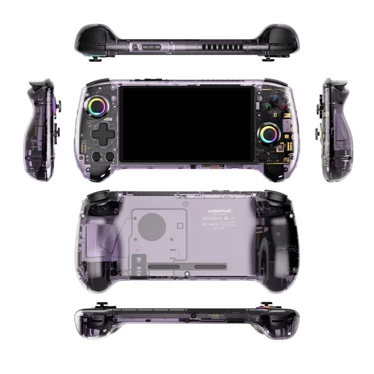 Console de Jogos Portátil ANBERNIC AMPOWN RG557 Android 14 com Wi-Fi 6, 12GB+256GB (Sem Jogos) - Roxo Transparente