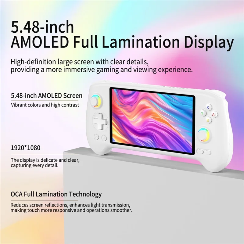 ANBERNIC AMPOWN RG557 Console portatile da gioco Android 14 Wi-Fi 6 Streaming Game Machine, 12GB+256GB (Senza giochi) - Bianco
