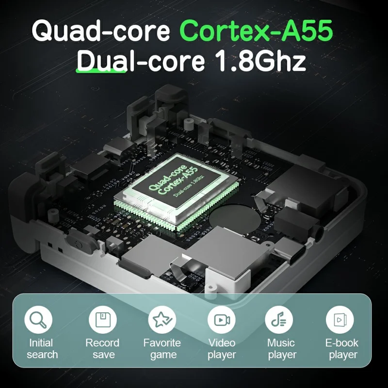 AMPOWN Miyoo Flipv2 Handheld Flip Game Console 3.5 Inch IPS Screen Linux OS Portable Gaming Device with 64G Card - Black