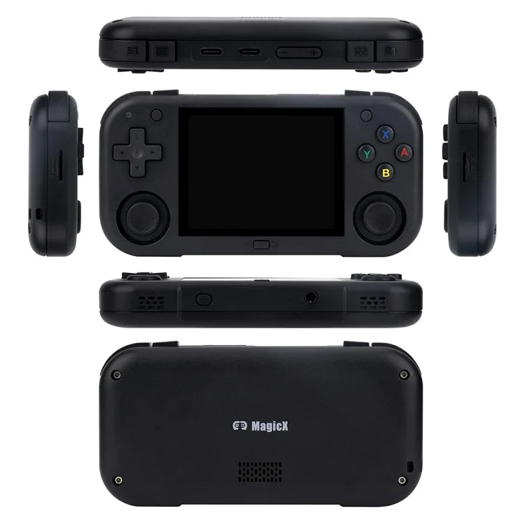 AMPOWN MINI ZERO 28 Console per Videogiochi Portatile con Schermo IPS da 2,8 Pollici, Controller Retrò 64 Bit Android, con Scheda TF da 128G - Nero