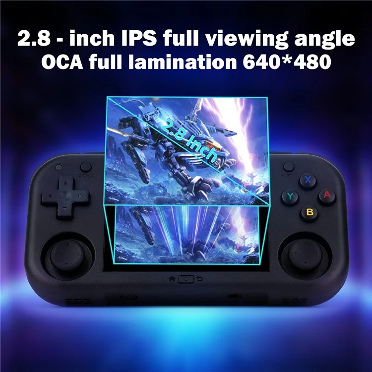 AMPOWN MINI ZERO 28 Console per Videogiochi Portatile con Schermo IPS da 2,8 Pollici, Controller Retrò 64 Bit Android, con Scheda TF da 128G - Nero