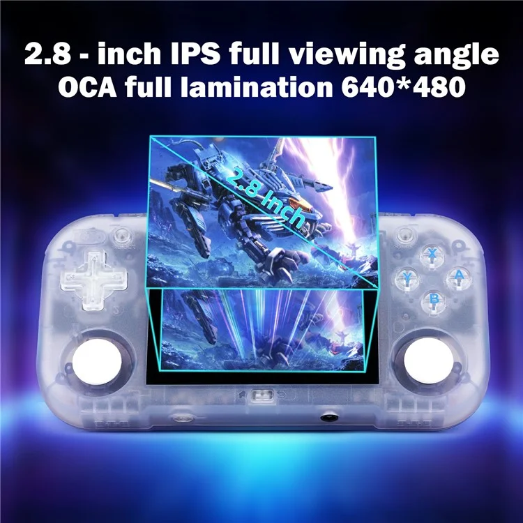 AMPOWN MINI ZERO 28 Handheld Game Console 64 Bit Android 2.8 Inch IPS Screen Retro Gaming Controller, with 128G TF Card - Glacier Blue