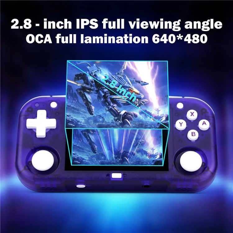 AMPOWN MINI ZERO 28 Handheld Game Console 64 Bit Android 2.8 Inch IPS Screen Retro Gaming Controller, with 128G TF Card - Purple