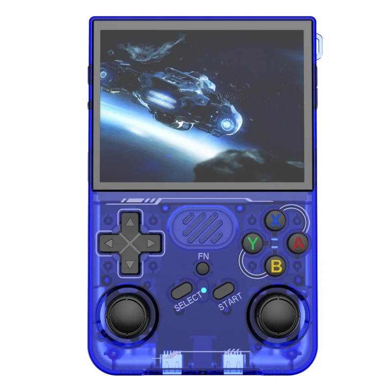 R36xx Handheld Game Console 3.5 Inch Screen Retro Arcade Gaming Controller, Standard Version / No TF Card - Transparent Blue