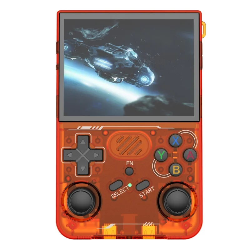 R36xx Handheld Game Console 3.5 Inch Screen Retro Arcade Gaming Controller, WiFi Version  /  No TF Card - Transparent Orange