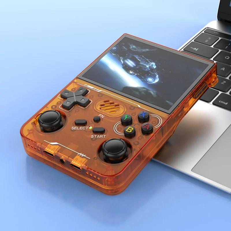 R36xx Handheld Game Console 3.5 Inch Screen Retro Arcade Gaming Controller, WiFi Version  /  No TF Card - Transparent Orange