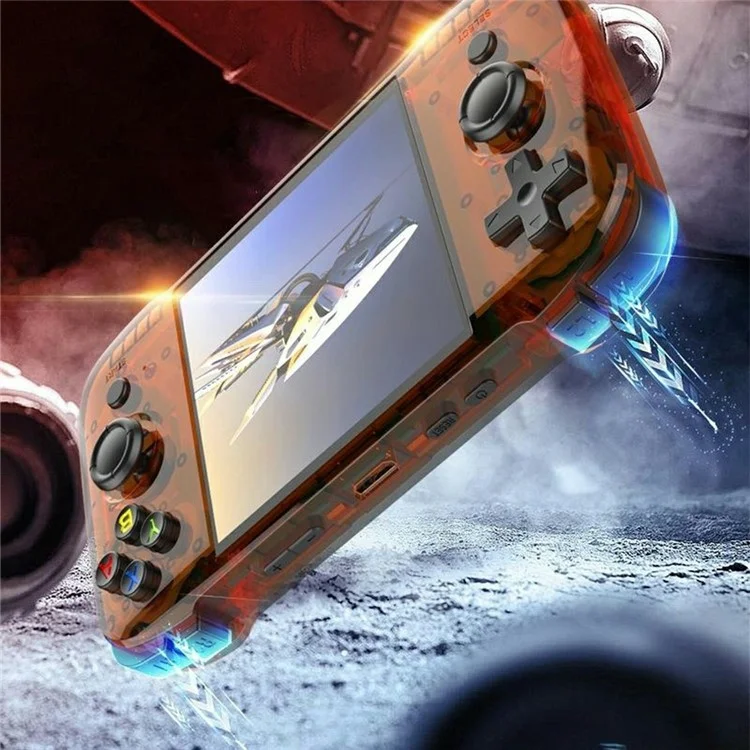 R46S Open Source 4 Inch HD Screen Handheld Game Console Linux System Built In 15000+ Games, 128G Memory Card - Orange