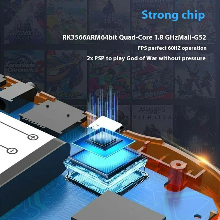 R46S Open Source 4 Inch HD Screen Handheld Game Console Linux System Built In 15000+ Games, 128G Memory Card - Orange