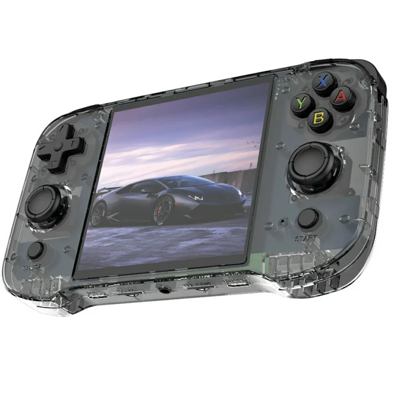 R46S Open Source 4 Inch HD Screen Handheld Game Console Linux System Built In 15000+ Games, 128G Memory Card - Black