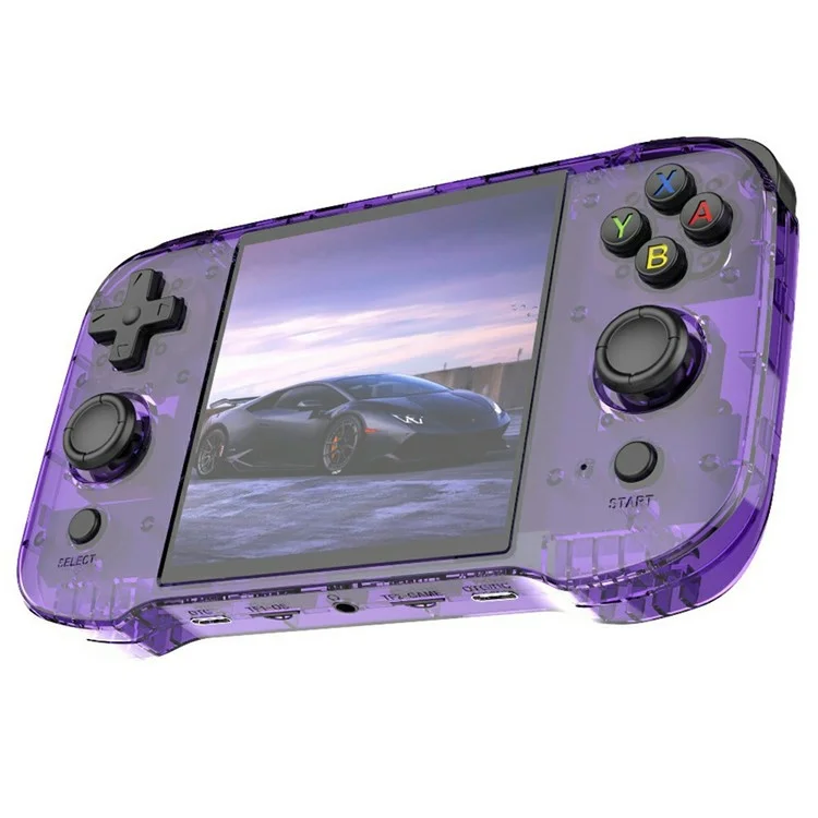 R46S Open Source 4 Inch HD Screen Handheld Game Console Linux System Built In 15000+ Games, 128G Memory Card - Purple