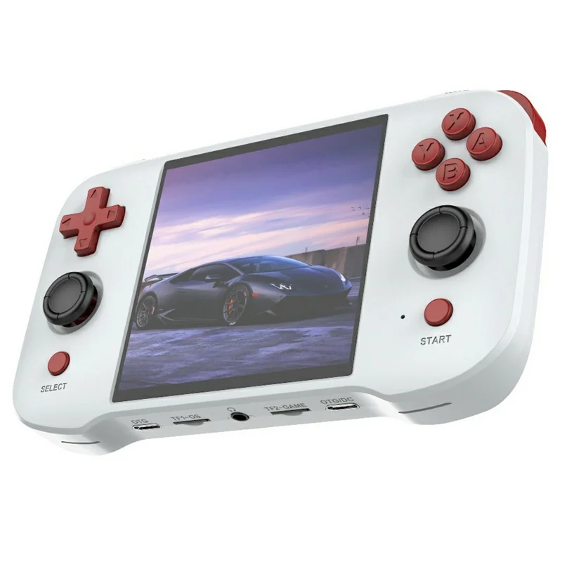 R46S Open Source 4 Inch HD Screen Handheld Game Console Linux System Built In 15000+ Games, 128G Memory Card - White