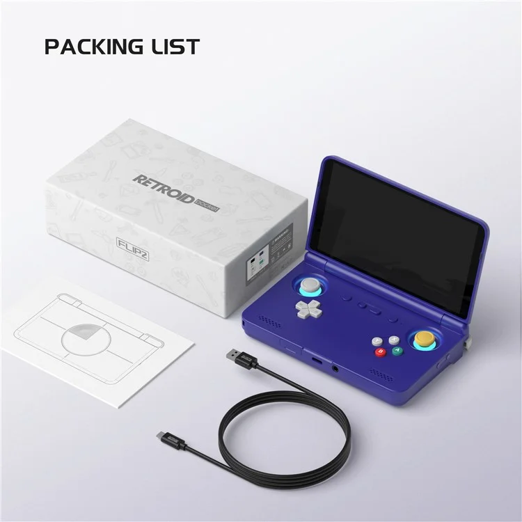 RETROID Pocket Flip2 Handheld Gaming Console 5.5 Inch AMOLED Screen Foldable Gamepad, 8+128G Storage - Blue
