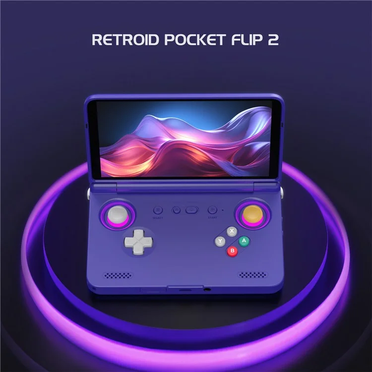 RETROID Pocket Flip2 Handheld Gaming Console 5.5 Inch AMOLED Screen Foldable Gamepad, 8+128G Storage - Blue