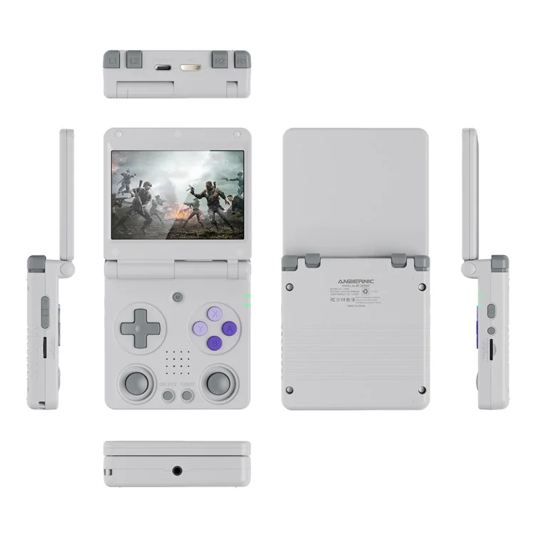 AMPOWN RG34XXSP 3.4 Inch IPS Screen Retro Handheld Game Console Foldable Wireless Gamepad, with 64G TF Card - Grey