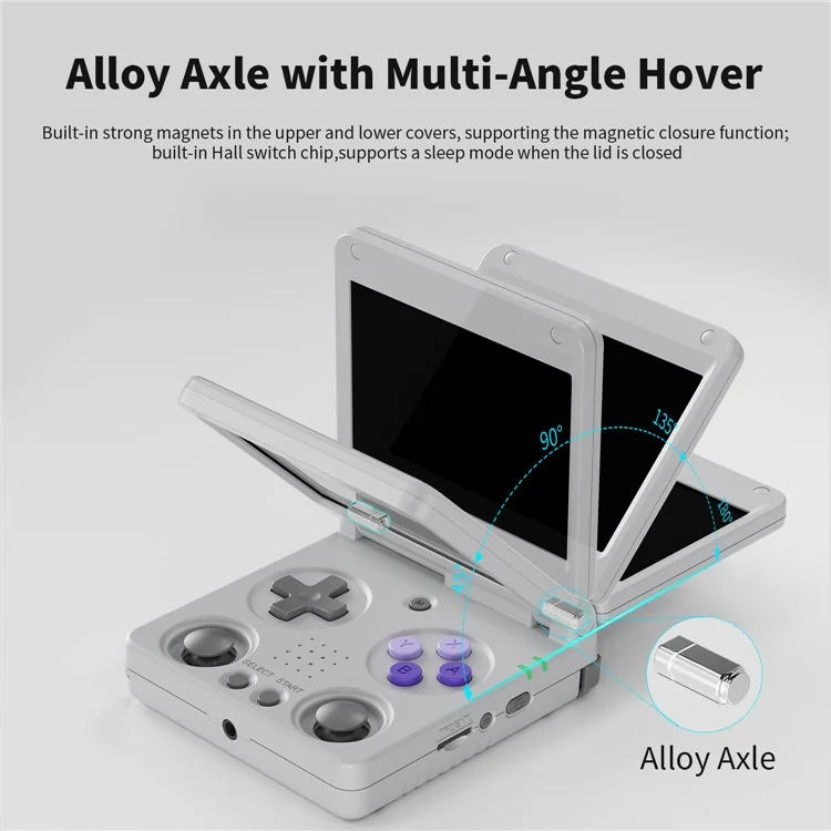 AMPOWN RG34XXSP 3.4 Inch IPS Screen Retro Handheld Game Console Foldable Wireless Gamepad, with 64G TF Card - Grey