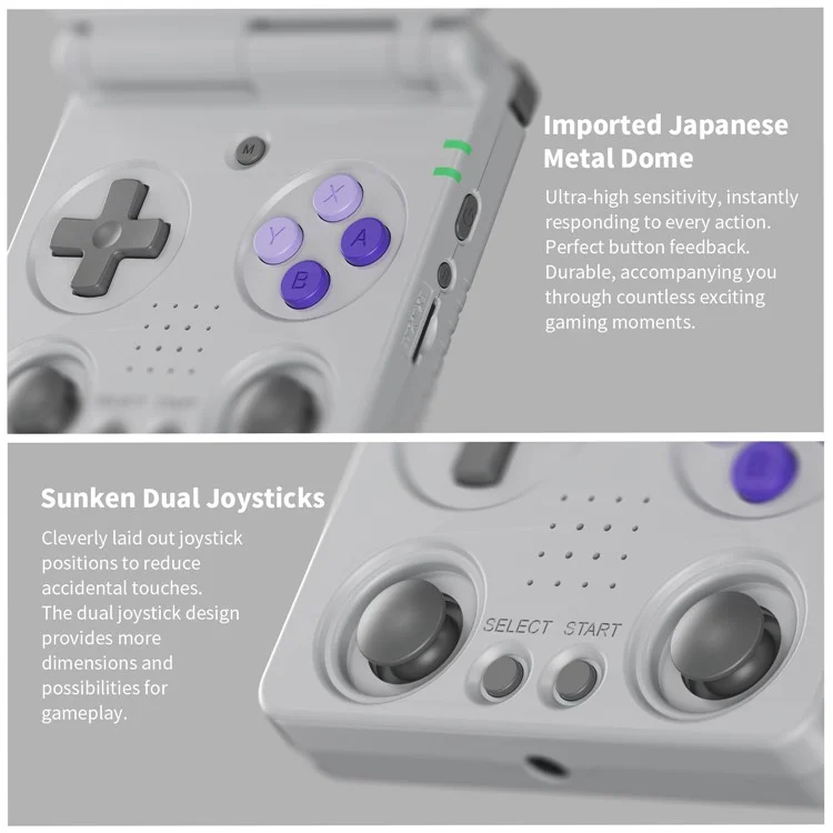 AMPOWN RG34XXSP 3.4 Inch IPS Screen Retro Handheld Game Console Foldable Wireless Gamepad, with 64G TF Card - Grey