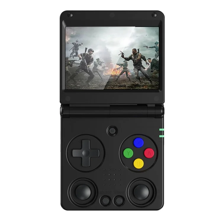 AMPOWN RG34XXSP Consola de Juegos Portátil Retro de 3,4 Pulgadas con Pantalla IPS, Gamepad Inalámbrico Plegable, con Tarjeta TF de 64G + 256G - Negro
