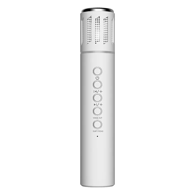 K20 2 in 1 Microfono Karaoke Wireless Bluetooth con Altoparlante e Luci LED Colorate - Bianco