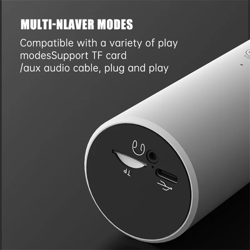 K20 2 in 1 Karaoke Microphone Wireless Bluetooth-compatible Speaker with Colorful LED Light - Black