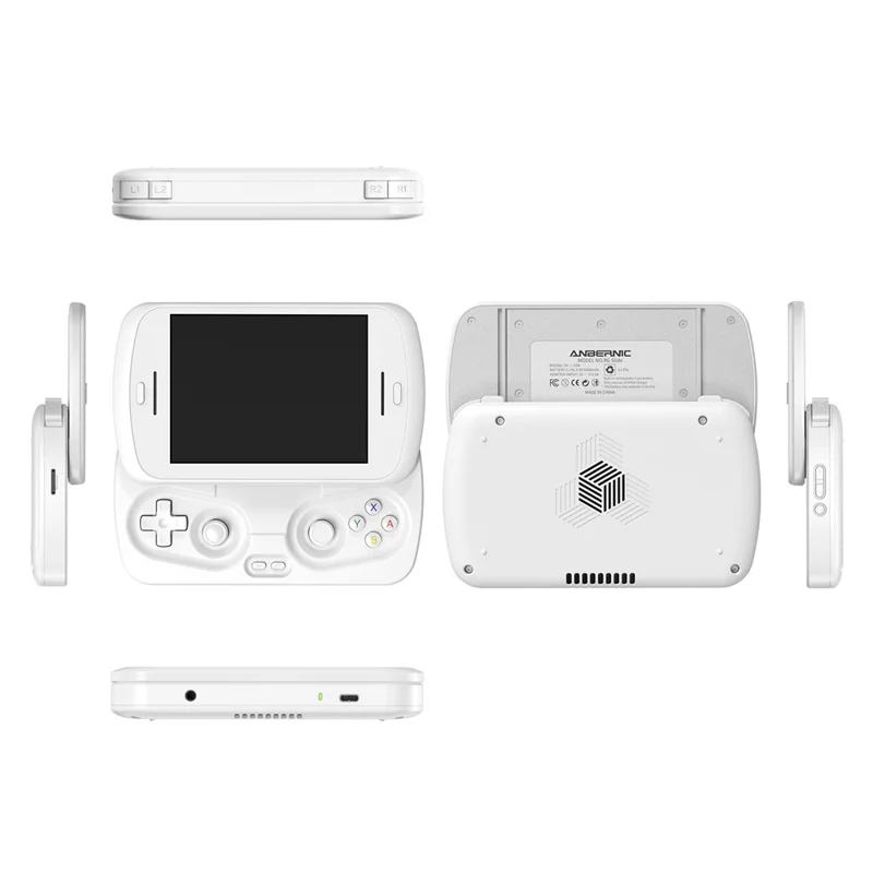 Console de jeu portable ANBERNIC RG Slide à écran tactile de 4,7 pouces, Android 13, alimentée par l'IA, manette rétro - Blanc