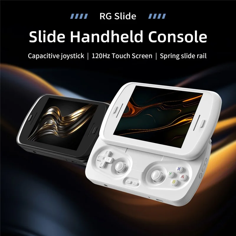 Console de jeu portable ANBERNIC RG Slide à écran tactile de 4,7 pouces, Android 13, alimentée par l'IA, manette rétro - Blanc