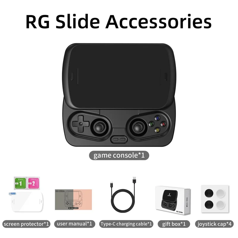 ANBERNIC RG Slide 4.7 بوصة شاشة تعمل باللمس جهاز ألعاب محمول بنظام أندرويد 13 مدعوم بالذكاء الاصطناعي، مع كارت ذاكرة 128 جيجابايت - أسود