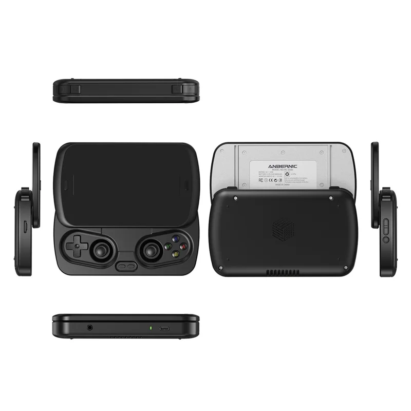 ANBERNIC RG Slide 4.7 بوصة شاشة تعمل باللمس جهاز ألعاب محمول بنظام أندرويد 13 مدعوم بالذكاء الاصطناعي، مع كارت ذاكرة 128 جيجابايت - أسود