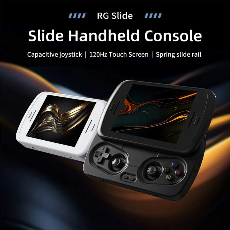 ANBERNIC RG Slide 4.7 بوصة شاشة تعمل باللمس جهاز ألعاب محمول بنظام أندرويد 13 مدعوم بالذكاء الاصطناعي، مع كارت ذاكرة 128 جيجابايت - أسود