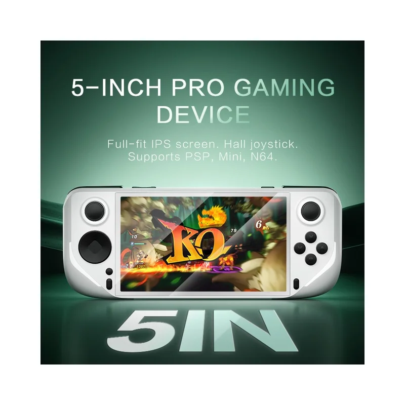 E6 Handheld Game Console 5 Inch Screen Android Dual Player Competitive Gaming Machine with 64GB Card - White