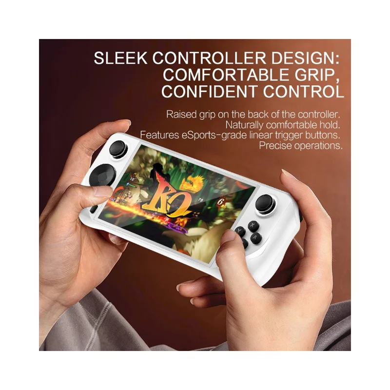 E6 Handheld Game Console 5 Inch Screen Android Dual Player Competitive Gaming Machine with 64GB Card - White