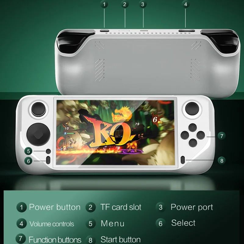 E6 Handheld Game Console 5 Inch Screen Android Dual Player Competitive Gaming Machine with 128GB Card - White