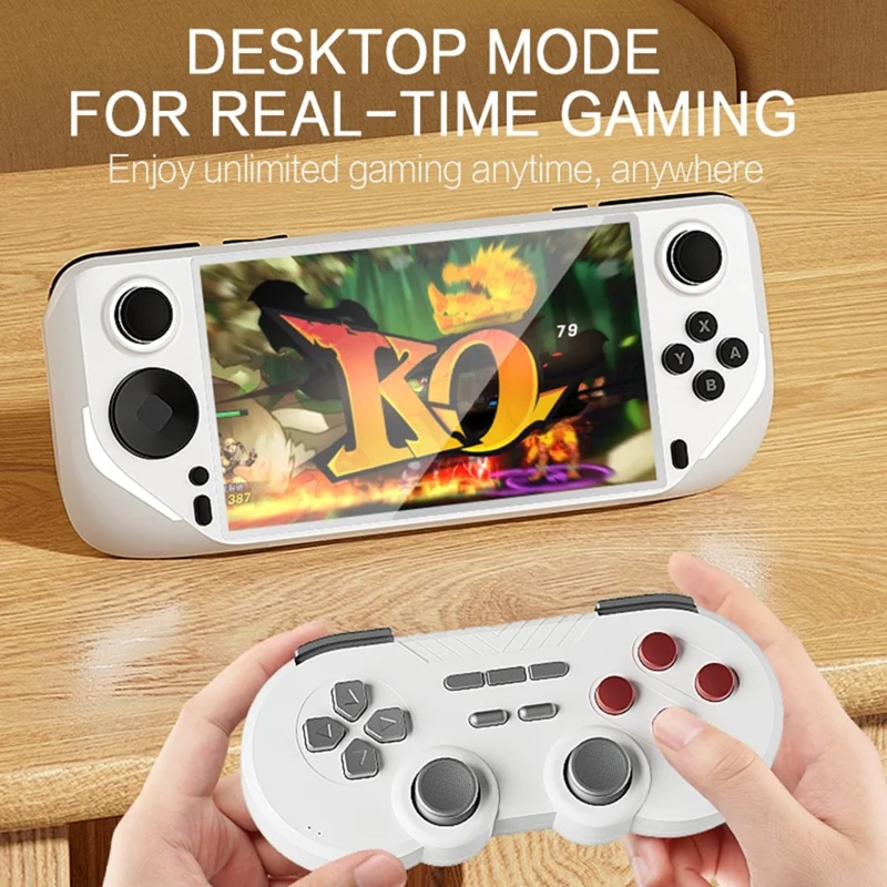 E6 Handheld Game Console 5 Inch Screen Android Dual Player Competitive Gaming Machine with 128GB Card - White