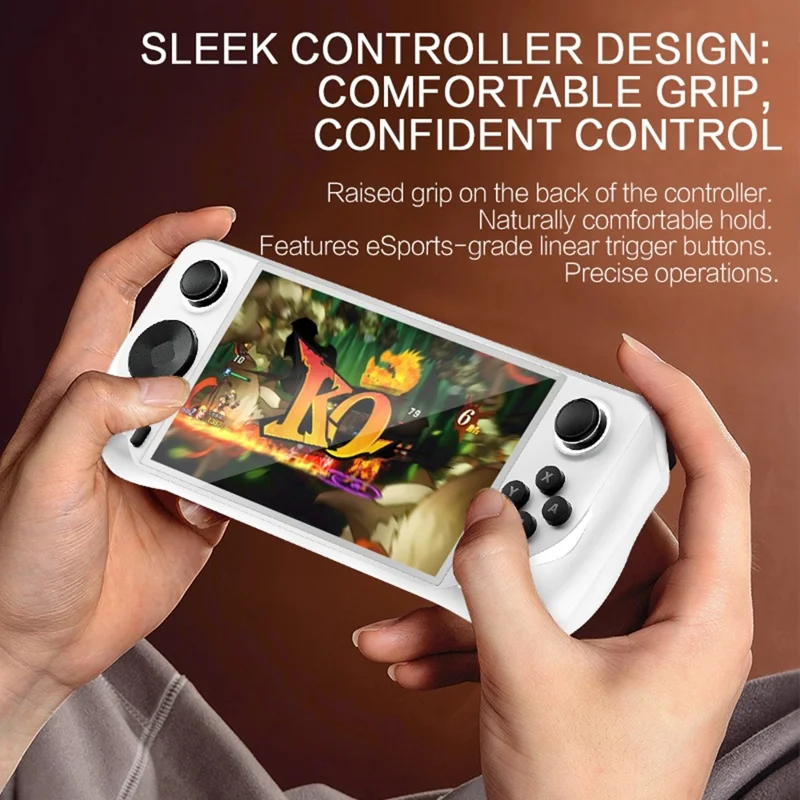 E6 Handheld Game Console 5 Inch Screen Android Dual Player Competitive Gaming Machine with 128GB Card - White
