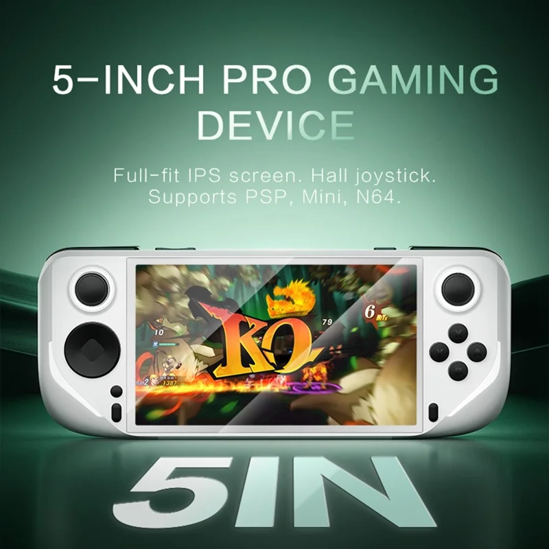 E6 Handheld Game Console 5 Inch Screen Android Dual Player Competitive Gaming Machine with 128GB Card - White