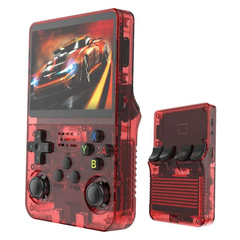 R36s Open Source Handheld Game Console 3.5 Inch HD Screen Portable Retro Gamepad with PSP Emulator - Red