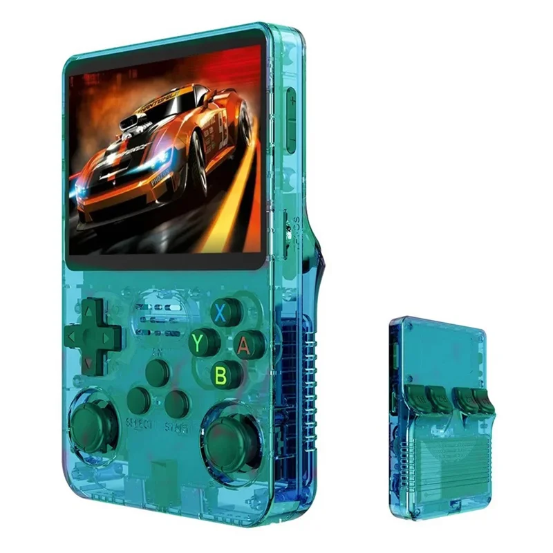 R36s Open Source Handheld Game Console 3.5 Inch HD Screen Portable Retro Gamepad with PSP Emulator - Green