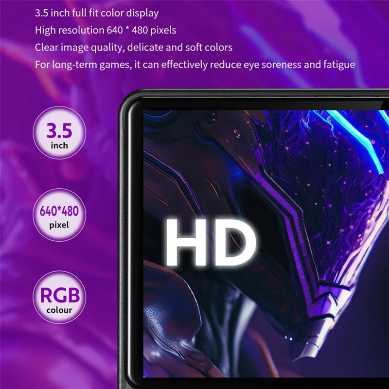 Console de Jogos Portátil R36s de Código Aberto, Tela HD de 3,5 Polegadas, Dispositivo Retrô de Jogos com Cartão de Memória de 128GB - Roxo