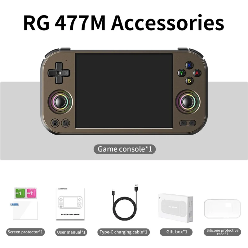 Console de jeu portable rétro ANBERNIC RG477M 12G+256G Android 14 écran LTPS Incell 4,7 pouces - Noir