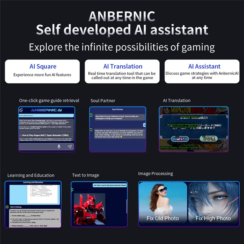 ANBERNIC RG477M 12G+256G Android 14 4.7 Inch LTPS Incell Screen Retro Handheld Game Console with 128G TF Card - Black