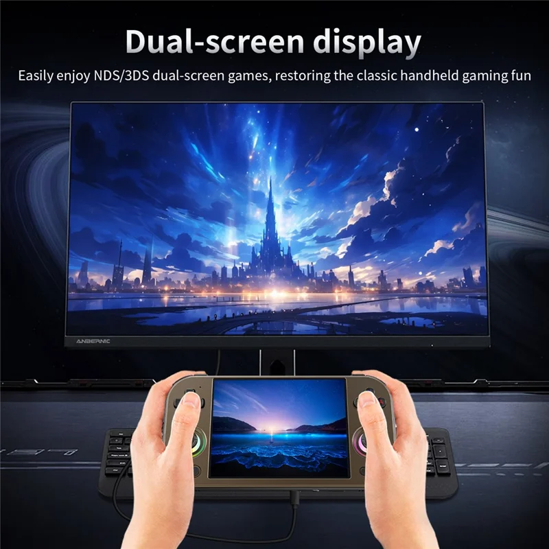 ANBERNIC RG477M 12G+256G Android 14 4.7 Inch LTPS Incell Screen Retro Handheld Game Console with 128G TF Card - Black