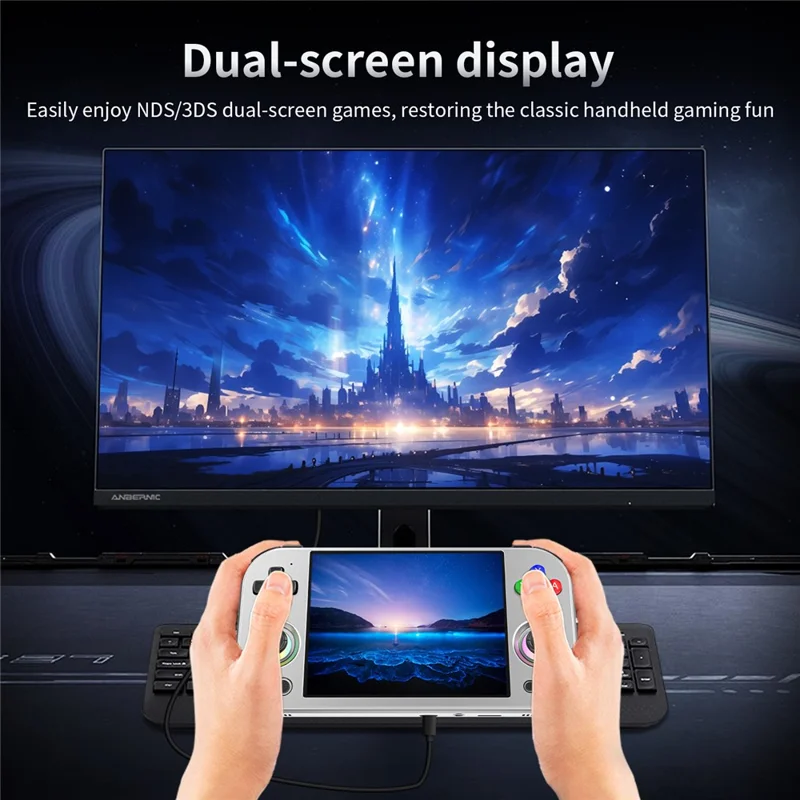 ANBERNIC RG477M 12G+256G Android 14 4.7 Inch LTPS Incell Screen Retro Handheld Game Console with 128G TF Card - Silver