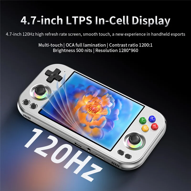 ANBERNIC RG477M 12G+256G Android 14 4.7 Inch LTPS Incell Screen Retro Handheld Game Console with 256G TF Card - Silver
