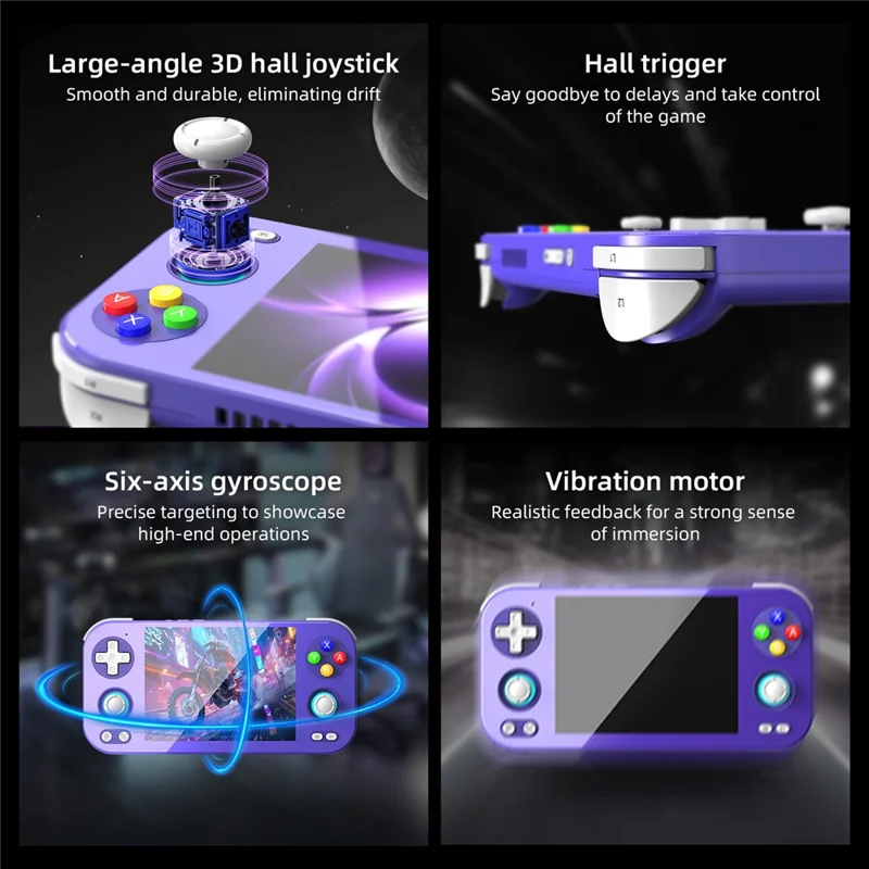 ANBERNIC RG 476H 8GB+128GB Android 13 جهاز ألعاب محمول بشاشة تعمل باللمس مقاس 4.7 بوصة - أرجواني