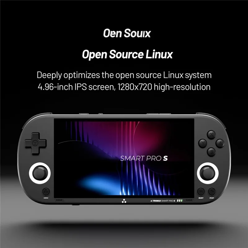 TRIMUI Smart Pro S TG5050 4.96 inch IPS Screen Portable Retro Game Console Bluetooth-Compatible Handheld Gaming Console (No Card) - Black