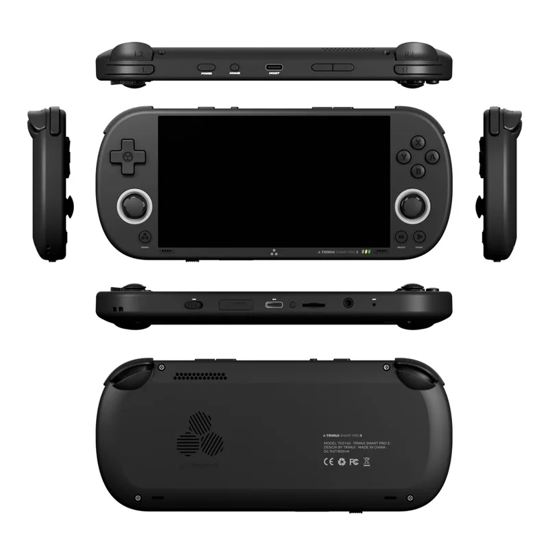 TRIMUI Smart Pro S TG5050 4.96 inch IPS Screen Retro Game Console Bluetooth-Compatible Handheld Gaming Console, 64GB Card - Black