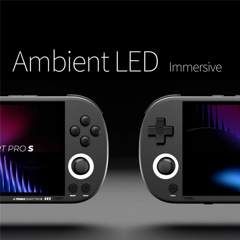 TRIMUI Smart Pro S TG5050 4.96 inch IPS Screen Retro Game Console Bluetooth-Compatible Handheld Gaming Console, 64GB Card - Black