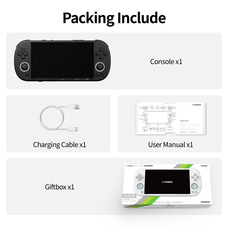 TRIMUI Smart Pro S TG5050 4,96 Pollici Schermo IPS Gamepad Portatile con Joystick Hall Console per Giochi Retrò, con Scheda TF 128G - Nero